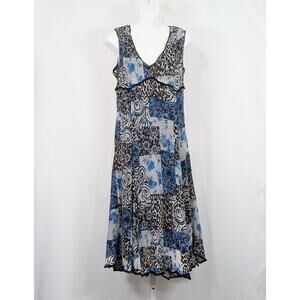 Alberto Makali Dress Crinkled Animal Floral Print Whimsygoth Misses Size L